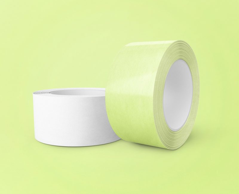 Lime green washi tape on blank background
